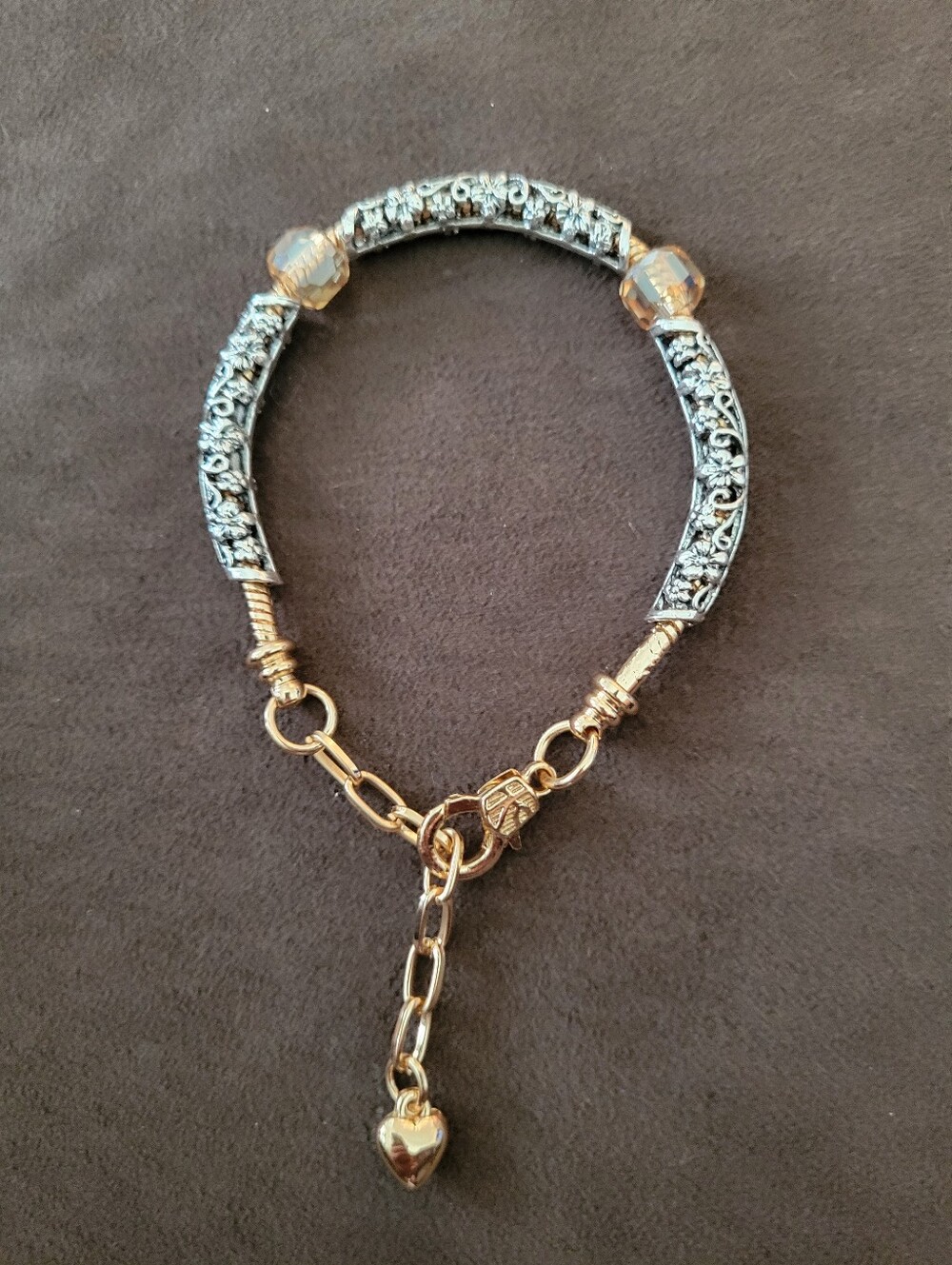 Charm Bracelet Snake Chain Add A Bead Around The Curve Amber Crystal Tibetan